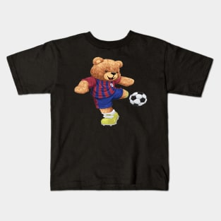 CUTE BEAR PLAY SOCCER Kids T-Shirt